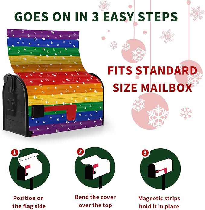 Rainbow Pride Mailbox Cover Magnetic Standard Size Gay Pride Mailbox Post Covers Heart Love LGBT Asexual LGBTQ Mailbox Wraps Waterproof Mailbox Decor for Outside Garden Yard 21x18 Inch