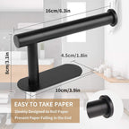Toilet Paper Holder,Matt Black, Wall Mount,Upgraded Adhesive Toilet Paper Roll Holder,no Drilling,Bathroom/Rv/Washroom, SUS 304 Stainless Steel, Rustproof (Black, 2 Pieces)