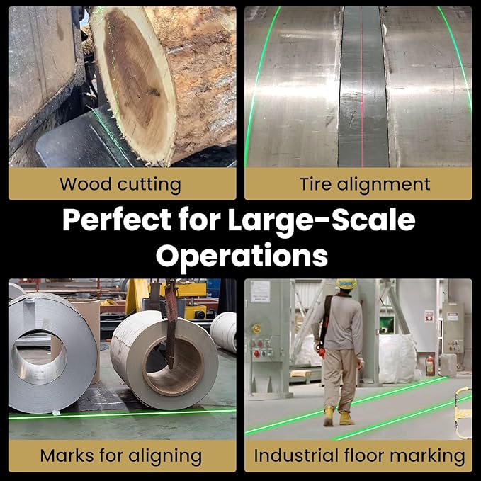 Laser Level ML-200 Green Line Generator for Outdoor & Indoor Large-Scale Cutting, Measuring, Alignment and Construction, Waterproof, Type-C Charging Port, Magnetic Base, Class 1 product