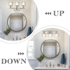 zeyu 20.8'' Modern Bathroom Vanity Lamp, 3-Light Wall Mirror Light for Bathroom, Brushed Nickel Finish with Clear Hammered Glass, ZJF63B-3W BN