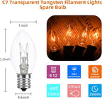 25 Pack Clear Christmas Lights C7 Incandescent Replacement Bulbs, C7 Vintage Christmas Lights Outdoor 5 Watts Night Light Bulbs Fits in C7/E12 Base for Indoor and Outdoor Home Party Decorations
