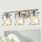 mavcadonf 3-Lights Bathroom Vanity Lights, Bathroom Light Fixtures Over Mirror, Brushed Nickel Vanity Light, Farmhouse Wall Lights with Clear Glass Shade, Bathroom Wall Lamp for Mirror Kitchen Bedroom