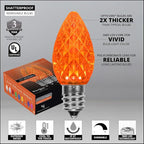 Wintergreen Lighting 25 Pack OptiCore C7 LED Christmas Light Bulbs - Replacement LED Christmas Lights Heavy Duty Premium Outdoor Christmas Lights, E12 Base (Amber/Orange Faceted)