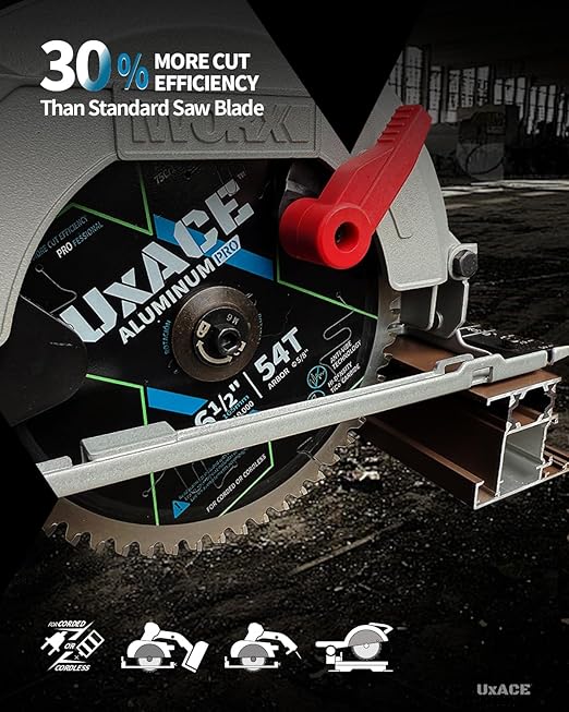 5-1/2-Inch 50-Tooth Circular Saw Blade, 10 mm Arbor, Aluminum, Non-Ferrous Metal Cutting Blade, Carbide Tip, Thin Kerf, for Thin Aluminum, Plastic, Composite, 2 Pack