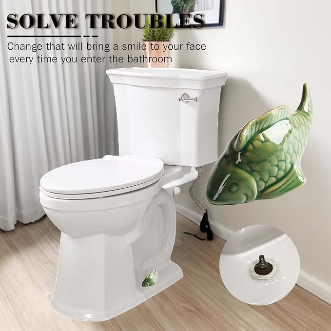 Toilet Bolt Caps, Fish Ceramic Toilet Bolt Caps, Fun and Cute Bathroom Decor for Easy Toilet Installation - Decorative Covers for Toilet Bolts (Green fish 2pcs)