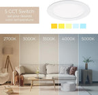 Builder Essential 5in 650 Lumens Round LED Recessed Light and Housing for Remodel or New Construction with 5-CCT 2700-3000-3500-4000-5000K in White (Pack of 6) IC-Rated