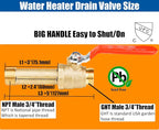 WHK Water Heater Drain Valve 3/4"MIP X 3/4" Male GHT Connection to drain or Flush Hot Water Heater Faster and Easy Big Full Port (Lead-Free Brass,3 Inch Shank with Long Handle,Straight)