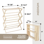 Pennsylvania Woodworks Premium American Maple Clothes Drying Rack - Handcrafted in Pennsylvania - Solid Wood Construction, Collapsible, Eco-Friendly Laundry Solution (Medium)
