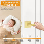 Amerdeco 1 Pack Privacy Door Handles,Brushed Gold Door Handles Interior,Knurled Gold Door Lever, Heavy Duty Bedroom and Bathroom with Lock,Reversible Keyless for Right & Left Side AM0021