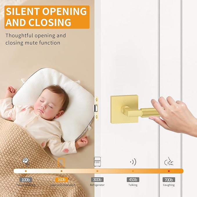 Amerdeco 5 Pack Privacy Door Handles - Brushed Gold Interior Lever, Heavy Duty for Bedroom and Bathroom, Knurled, Reversible Keyless for Right & Left Side AM0021