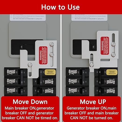 Generator Interlock Kit Compatible with Eaton Cutler Hammer BR Series 150 & 200 Amp Panels, 1 1/4-1 7/16 Inch Spacing Between Main Breaker and Branch Breaker, Professional Interlock Kit (EAT-PN200)