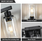 6-Light Black Vanity Lights 38'' Modern Bathroom Vanity Lighting Fixtures Above Mirror， Industrial Matte Bathroom Light Fixtures, Bath Wall Light Fixtures, Black Wall Sconces