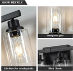5-Light Black Bathroom Vanity Light, Modern Vanity Lighting Fixture for Bathroom, 31" Matte Light Fixture, Wall Sconces with Clear Glass Shade, Black Bathroom Wall Light Over Mirror