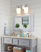 2 Lights Bathroom Light Fixture, 15 Inch Brushed Nickel Bathroom Vanity Lights Over Mirror, Modern Bath Wall Sconce Light with Frosted Glass, OS-YQ9167-2BNW