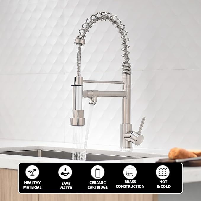 AIMADI Kitchen Faucet with Pull Down Sprayer,Commercial Stainless Steel Pull Down Sprayer Kitchen Faucet Single Hole Single Handle RV Laundry Outdoor Kitchen Sink Faucets