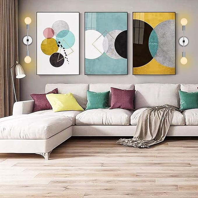 2 Lights Bathroom Vanity Wall Sconce Modern Industrial Wall Lamp Pole Wall Mount Lighting Fixture（Chrome Color）