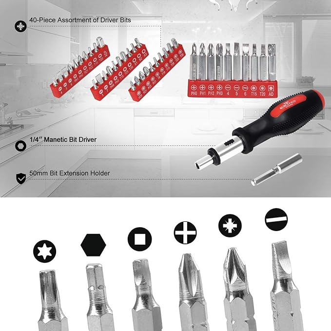 198 Piece Household Tool Set,General Home/Auto Repair Hand Tool Kit with Hammer, Pliers, Wrenches, Sockets and Toolbox Storage Case