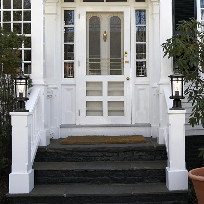 Darkaway Outdoor Post Lights Lamp Posts Outdoor Lighting, Waterproof Aluminum Post Lights Outdoor Light Fixtures with Glass, Light Posts for Outside Patio Yard (1 Pack, Black)