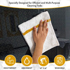 Bar Mops Gold Stripe Pack of 60 Kitchen Towels 16x19 Multi-Purpose for Home, Restaurant and Cleaning White Absorbent Washcloth Dishcloths Sets, Reusable Dish, Cloths Rags