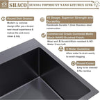 SHACO 25x22 Black Drop In Kitchen Sink, 25 Inch Gunmetal Black Topmount Single Bowl 16 Gauge Stainless Steel Sink for Bar Prep RV Laundry Utility Small Kitchen