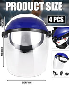 4 Pack Safety Face Shield for Grinding and Cutting, Full Impact Resistant Face Shield Mask for Work Chemical Woodworking (Blue)