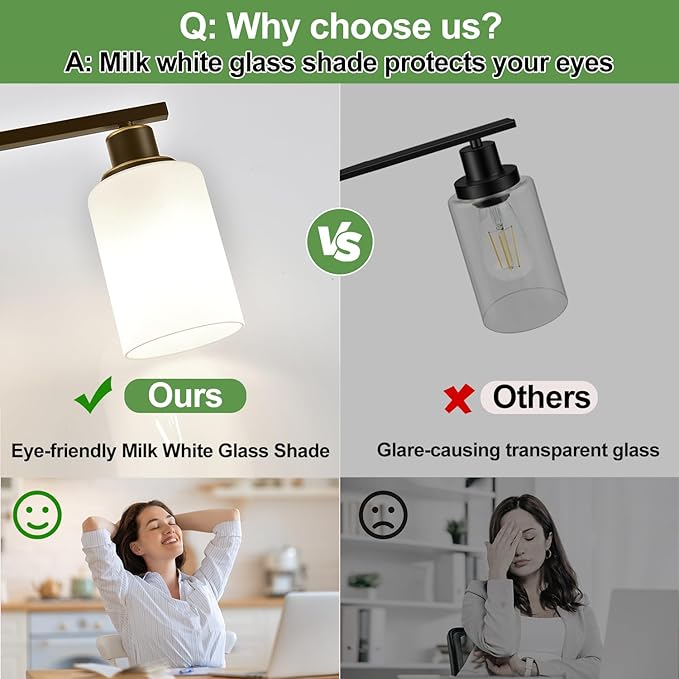 4-Light Bathroom Light Fixtures, Vanity Light with Milky White Shades, Oil-Rubbed Bronze Bathroom Light Fixtures Over Mirror, Modern Bathroom Wall Lamp for Mirror Living Room Cabinet Bedroom