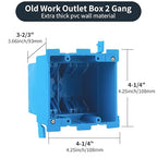 5 Pack 2 Gang Old Work Retrofit Standard Switch/Outlet Wall Electrical Box, 25 Cu.in. PVC 2 Gang Junction Box, 4-1/4-Inch Length by 3-2/3-Inch Width by 4-1/4-Inch Depth, for Constructions