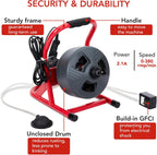 PIONEERWORKS 50Ft x 5/16 Inch Drain Cleaner Machine, Electric Drain Auger Professional for 3/4 to 3 Inch Pipes, Foot Switch with 6 Cutters, Glove, Drain Auger Cleaner Sewer Snake - DA04