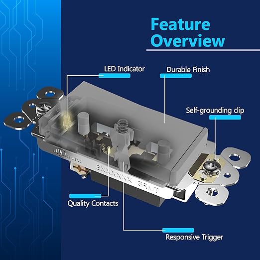 LIDER Minimalist Design Matte Finish Lighted Decorator Switch, Frameless Paddle Light Switch with Locator Light, Grounding Screw, 15A 125V, UL Listed, LS15-1P-GY, Gray