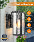 VIANIS Outdoor Wall Light Fixtures,Dusk to Dawn Outdoor Wall Lanterns,Anti-Rust Wall Mounted Lighting with Glass Shade, Black Wall Lamp with E26 Socket for Porch, 2 Pack