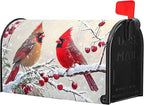 Kawani Winter Mailbox Cover Christmas Birds Holly Berry Branches Snow Mailbox Covers Magnetic Standard Size 25.5x21 Inch Winter Xmas Holiday Post Letter Box Cover for Garden Yard Decor