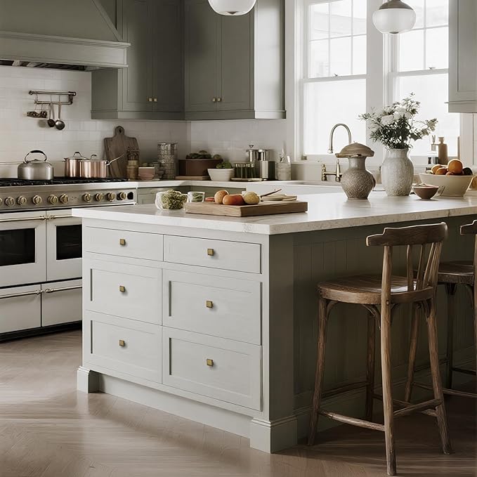 10 Pack Antique Brass Cabinet Knobs Drawer Knobs Modern Cabinet Pulls Kitchen Cabinet Handles Kitchen Cabinet Hardware Timeless Drawer Pulls for Dresser Cupboard Wardrobe, A-Brass(1x10)