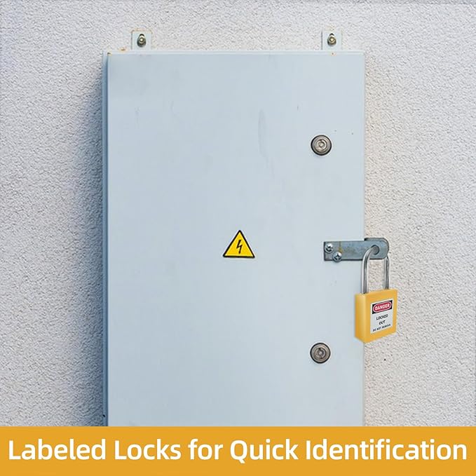 Lockout Tagout Lock Set-10pcs Keyed Different Yellow, 2 Keys, OSHA Compliant Safety Padlocks for Electrical Lockout Tag Out Kit