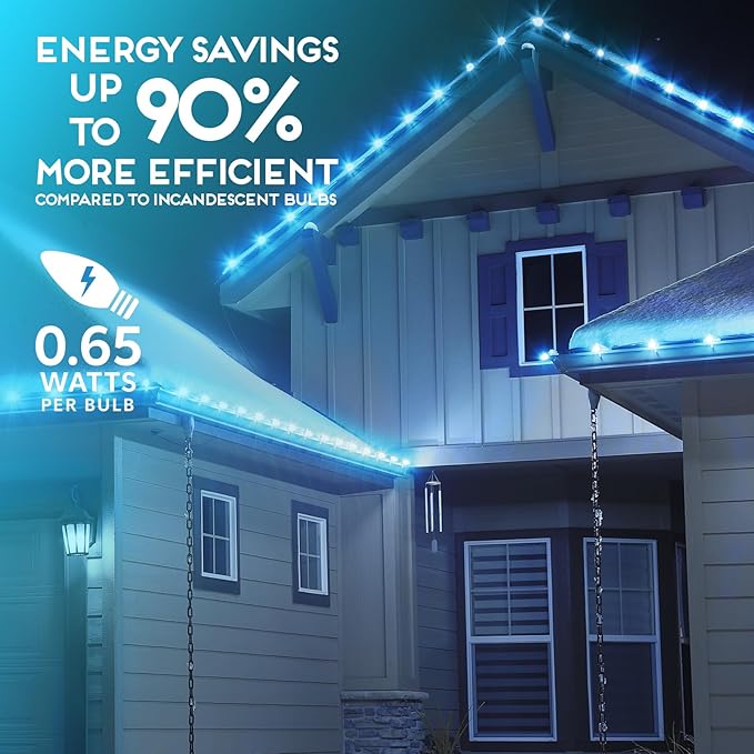 HLO Lighting Set of 500 Teal C9 Faceted LED Christmas Light Bulbs for Indoor & Outdoor Use | Durable Replacement Bulbs