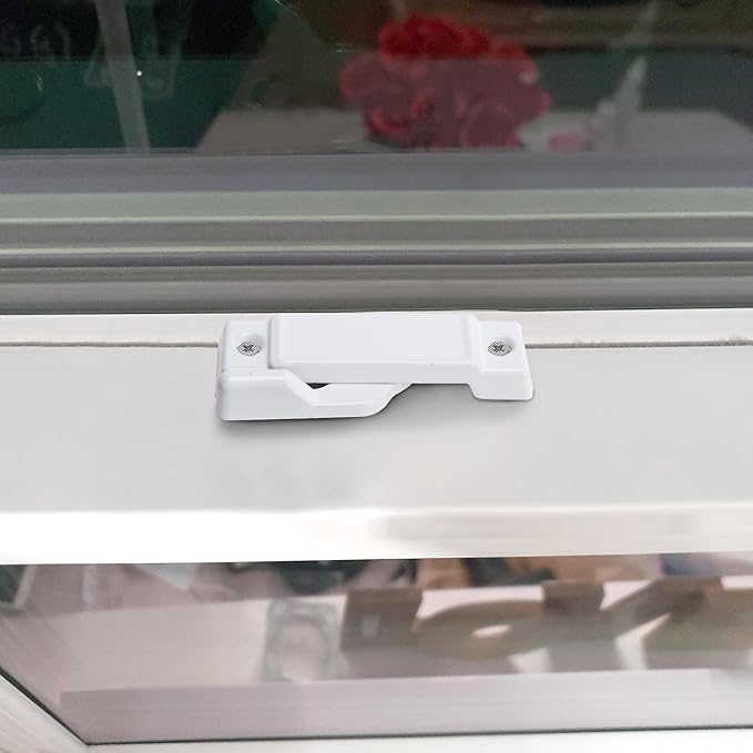 4 Pcs F2590 Windows Replacement Sash Lock-2-1/4'' Mounting Hole Centers Sash Lock with Screws-White Sash Lock for Vertical Sliding Windows Double Hung Windows