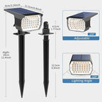 Solar Spot Lights Outdoor Waterproof IP65, 6 Pack Landscape Spotlights with 46 LEDs, 3 Modes Auto On/Off Solar Powered Flood Lights for Outside Pathway, Yard, Garden, Walkway (Warm White)