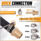 KOOTANS 32PCS Brass Hose Barb Fittings Barb to NPT Male Thread Adapter Kit 3/16" 1/4" 5/16" 3/8" 1/2" Barbed Air Hose Fittings with 46pcs Pipe Clamps for Water Fuel Air Line Connector Fitting
