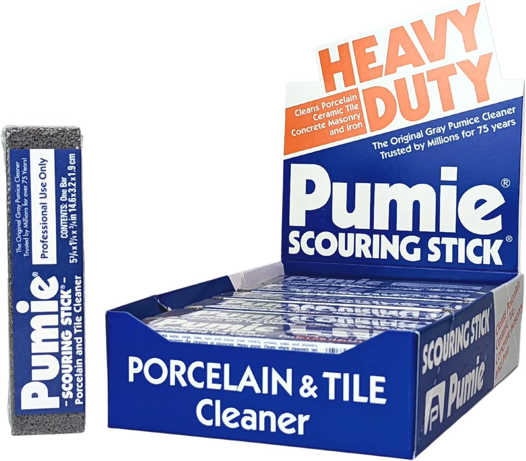 PUMIE Heavy Duty Scouring Sticks, by United States Pumice Co, Cleans Porcelain, Ceramic Tile, Concrete Masonry and Iron, Institutional Pack of 24 Bars