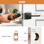 Probrico Privacy Black Door Handle Interior Lockset Heavy Duty Square Door Lever for Bedroom or Bathroom Reversible Keyless Slim Handleset Door Knob 1 Pack