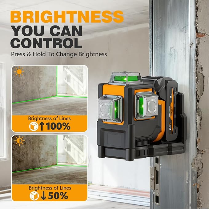 Alloyman Max 20V Laser Level with Tripod, 3x360° Self-Leveling Laser level, 3D Lazer Leveler Tool for Construction, Picture Hanging with Strong Magnetic Bracket & Hard Carry Case