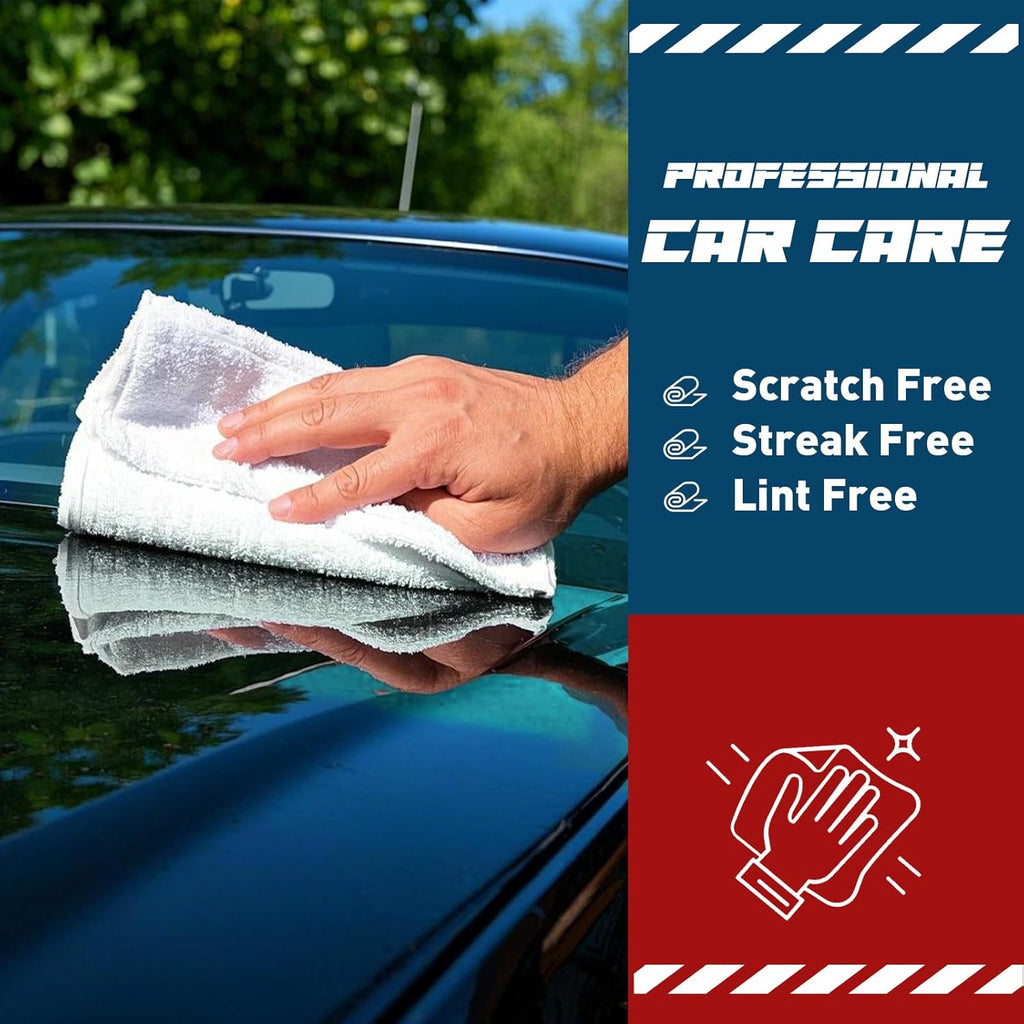 White Microfiber Towels- 18 Pack, Microfiber Cleaning Cloths Bulk, Microfiber Towels for Cars, Cleaning Rags (12x12 inches)