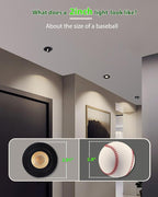 zouzai 2 Inch 5CCT Gimbal Black Led Recessed Lighting with Junction Box, 360°+90° Adjustable Led Recessed Lights, 2700K/3000K/3500K/4000K/5000K, 5W Eqv 50W, 550LM Brightness - ETL (Black, 12 Pack)