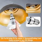 PAR38 Halogen Flood Light Bulbs 90W 120V, 4Pcs Halogen PAR38 90W Light Bulbs Dimmable with E26 Base, 2700K Warm White, 4050 Lumens for Indoor and Outdoor