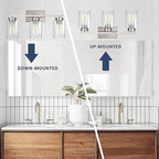 3-Light Bathroom Vanity Light, Modern Brushed Nickel Wall Lights with Clear Glass Shades, Bathroom Wall Sconce Lamp for Mirror Living Room Bedroom Hallway