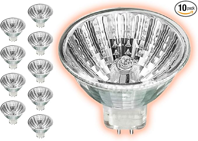 GoodBulb 65 Watt Halogen MR16 Light Bulb 65W GU5.3 Base 12V ANSI Code FPB High Output Halogen Light 3000K Soft White Light Color Clear Finish 2000 Life Hours 10 Bulbs Pack