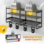 33" W Large Power Tool Organizer Wall Mount Loads 400 lbs, Heavy Duty 4-Tier 8 Drills Holder, Cordless Tool Storage Battery Shelf, Utility Racks for Garage Workshop Shed, Gifts for Men Husband