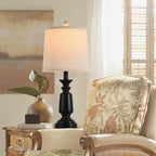 Terpsichore Lamps Set of 2 Modern Farmhouse Table Lamp Bedside Reading Lights Living Room End Lamps Bedroom Night Light,High 22.5 Inch,Matte Black,with Fabric Lamp Shade,Bulb Not Included