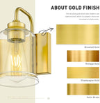 zeyu 44 Inch Brushed Gold Bathroom Light Fixtures, 6 Lights Vintage Wall Light, Modern Vanity Light with Clear Glass Shade, ZSL72B-6W BG