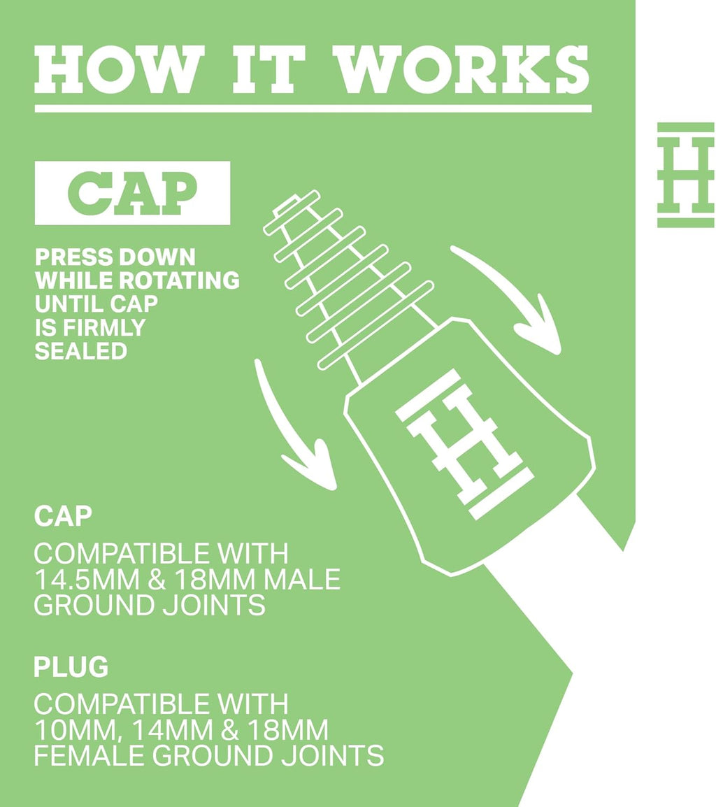 Hemper Plugs + Caps | Universal Cleaning Plugs for Glass Water Pipes & More | Fits Male & Female Joints | Leak-Proof Seal | Hassle-Free Cleaning | Durable, Reusable & Easy to Use - (Glow In The Dark)