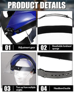 4 Pack Safety Face Shield for Grinding and Cutting, Full Impact Resistant Face Shield Mask for Work Chemical Woodworking (Blue)